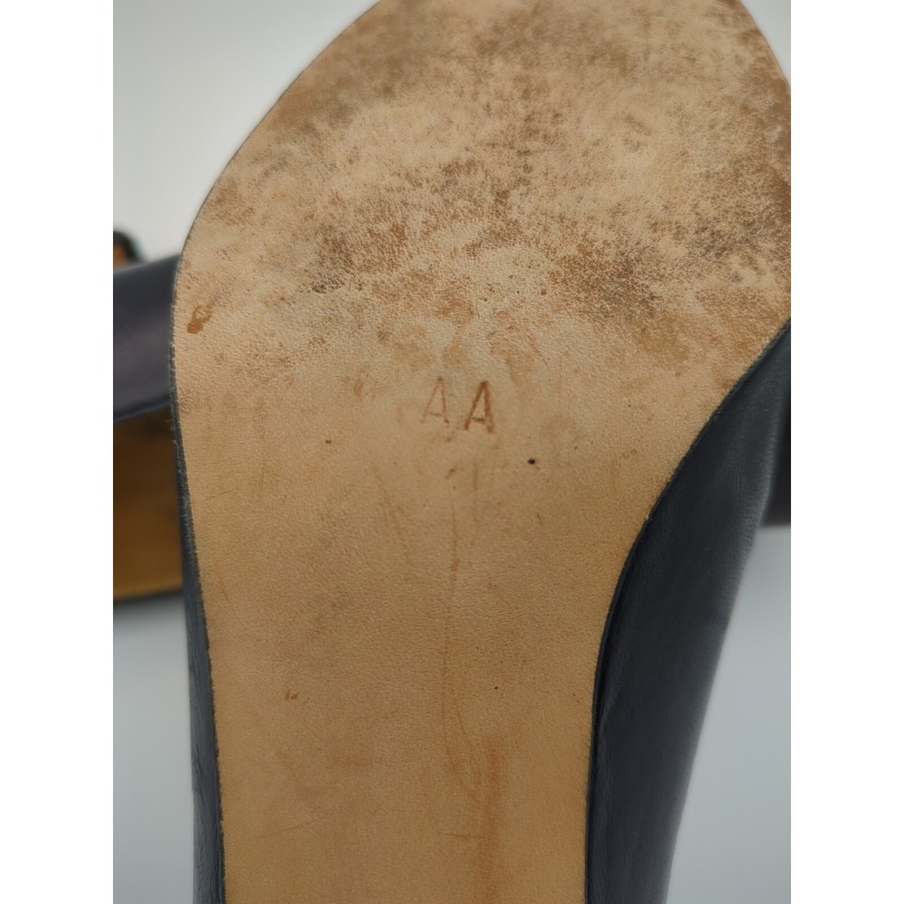 Vtg‎ Rosina Ferragamo Schiavone Block Heeled Pumps Navy Blue Leather Womens 7.5 - Picture 12 of 16